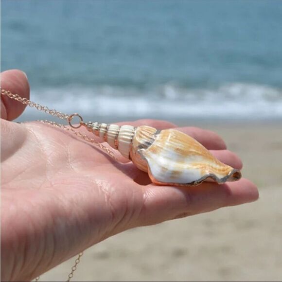 Shell Conch Sea Beach Gold Plated Necklace New In Box 🐚 - Picture 3 of 3